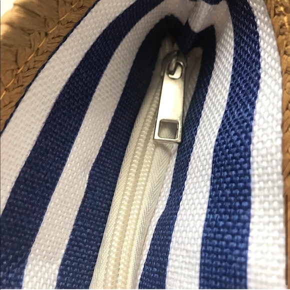 NAVY & WHITE STRIPE NAUTICAL BEACH BAG - Picture 4 of 5